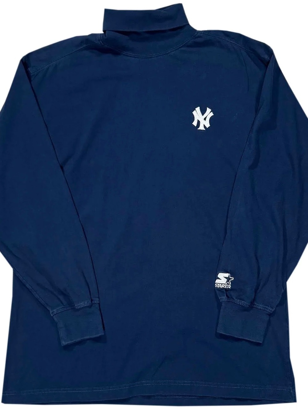 Vintage Starter New York Yankees Navy Turtleneck Shirt (Size XL)